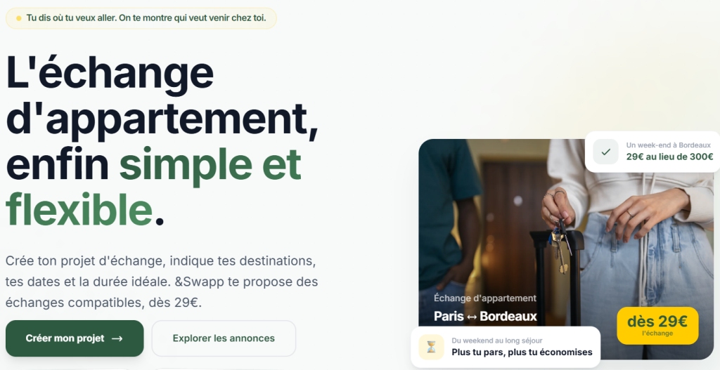 site-andswapp Capture d'écran de la homepage de andswapp