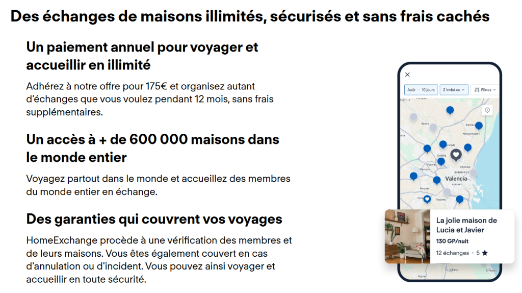 site-homeexchange Capture d'écran du site de homeexchange